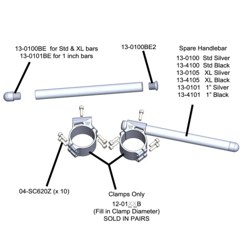 3 Piece Split Clip-on with 1" Bars