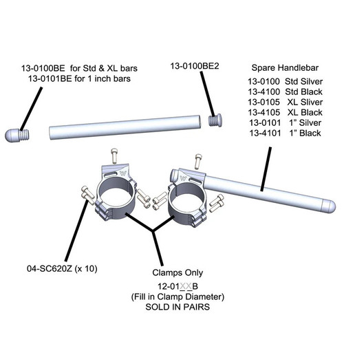 3 Piece Split Clip-on with 7/8" Bars