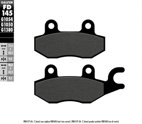 GALFER BRAKE PADS SEMI METALLIC FD145G1054 17-145S