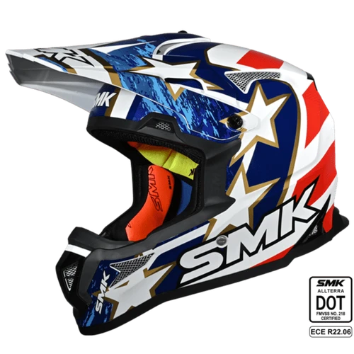 SMK Alterra Liberty GL153 off-road helmet White/Blue/Red side view