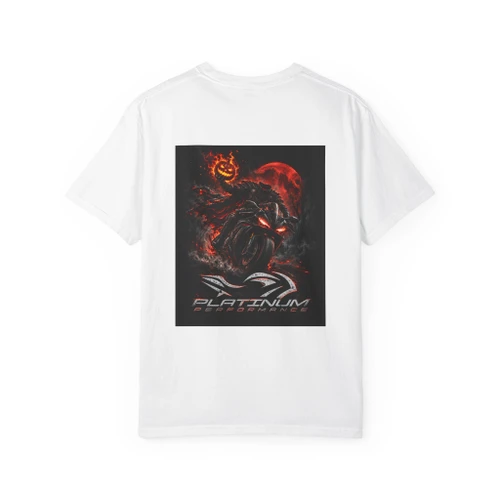 Halloween Demon Graphic T-Shirt — 'Platinum' Logo Front & Spooky Pumpkin Back