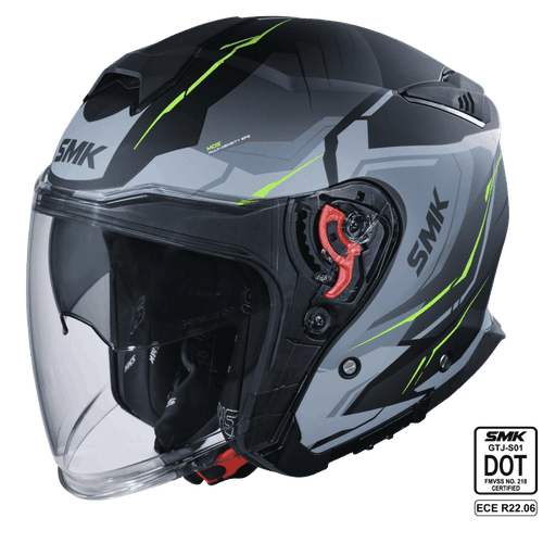SMK OPEN-FACE GTJ ESCAPE MA264 BLACK/GREY/GREEN SIDE VIEW