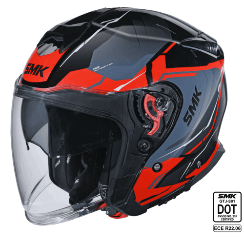 SMK OPEN-FACE GTJ ESCAPE GL236 RED/BLACK/GREY SIDE VIEW