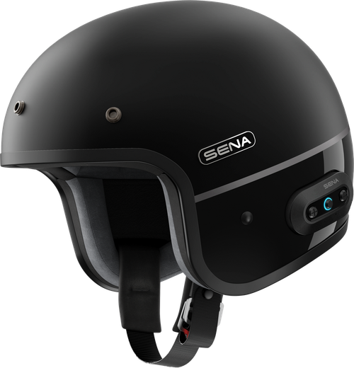 SENA SURGE OPEN FACE HELMET W/MESH MATTE BLACK/GLOSSY BLACK