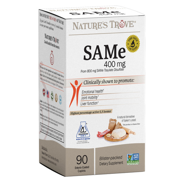 SAMe (S-Adenosyl-Methionine) 400 mg. Enteric-Coated Tablets by Nature's Trove