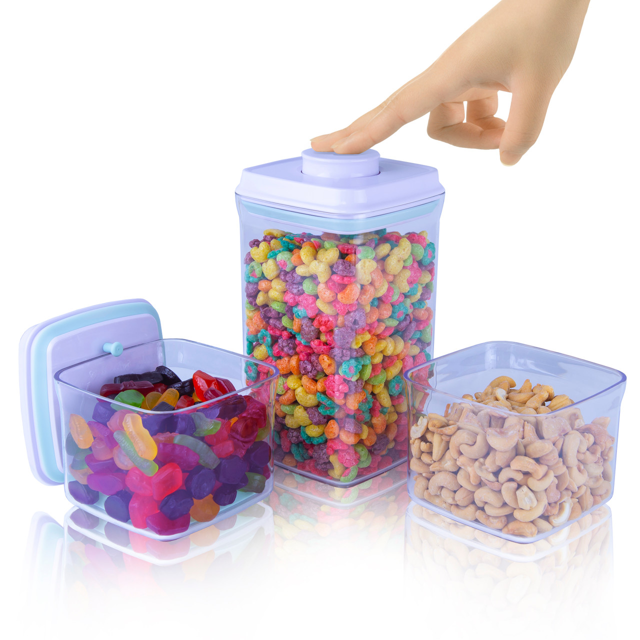 Silicone Food Storage Containers with Airtight Plastic Lids Set of