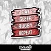 Eat Sleep Rugby Repeat Vinyl Sticker