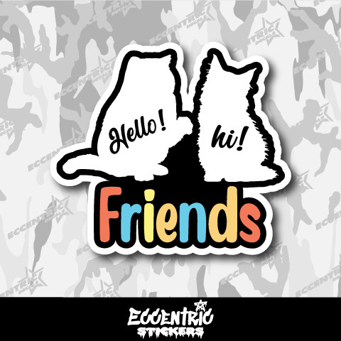 Hello! Hi! Cat Friends Vinyl Sticker
