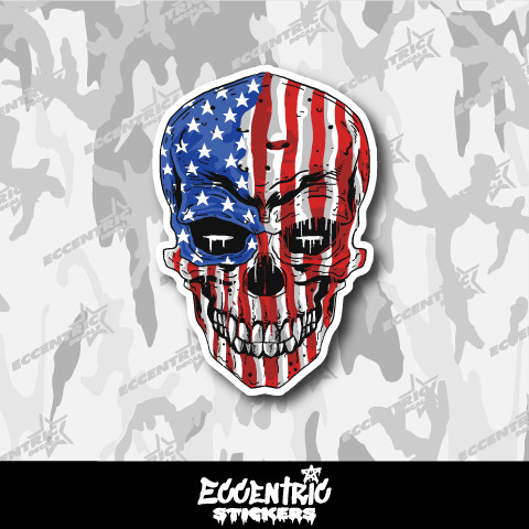 American Flag Dripping Skull Vinyl Sticker