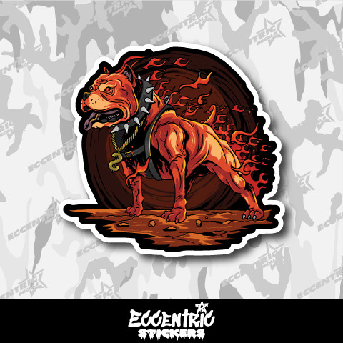 Fire Pit Bull Dog Vinyl Sticker