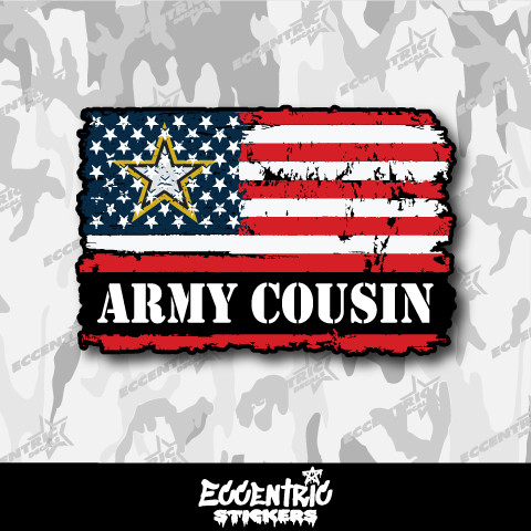 Army Cousin Weathered Flag Vinyl Sticker