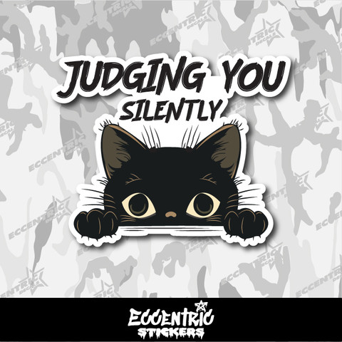 Judging You Silently Cat Vinyl Sticker