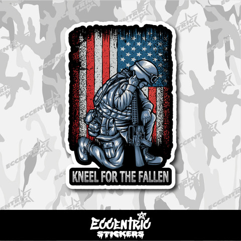 Kneel for the Fallen American Flag Vinyl Sticker