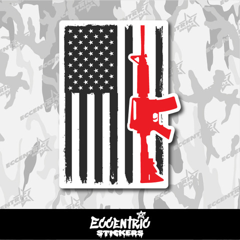 M16 American Flag Vinyl Sticker