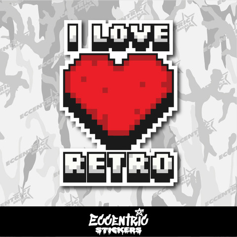 I Love Retro Heart Vinyl Sticker