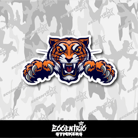 Head of Angry Tiger Attacking Vinyl Sticker