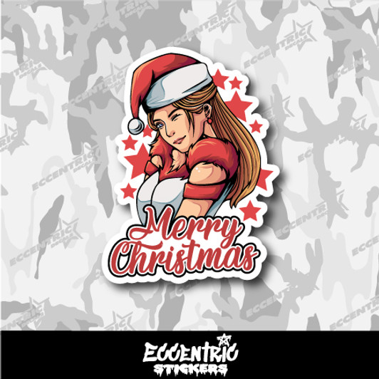 Pretty Girl Merry Christmas Vinyl Sticker