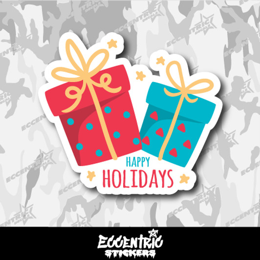 Happy Holidays Christmas Presents Vinyl Sticker
