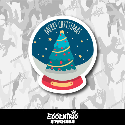 Merry Christmas Snow Globe Vinyl Sticker
