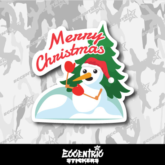 Merry Christmas Snowman Vinyl Sticker