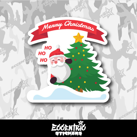 Merry Christmas Santa Claus Ho Ho Ho Tree Vinyl Sticker