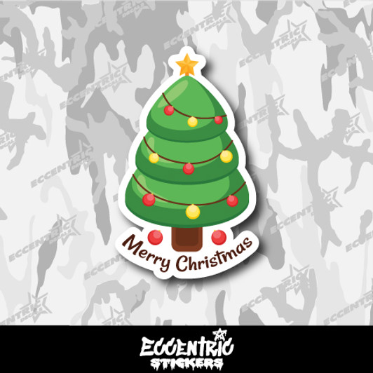 Merry Christmas Tree V2 Vinyl Sticker