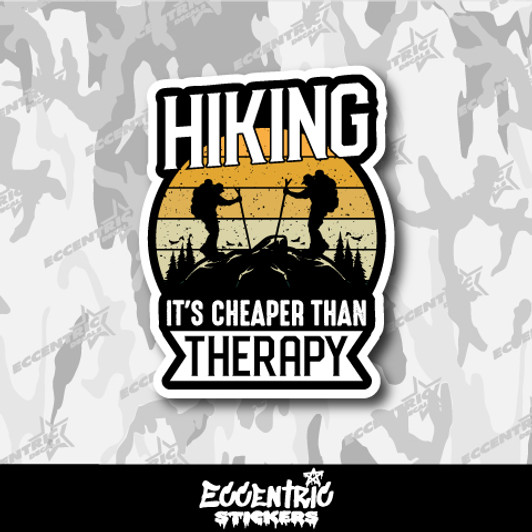 Hiking It's Cheaper Than Therapy Vinyl Sticker