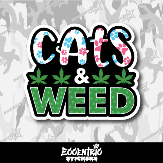 Cats and Weed Vinyl Sticker