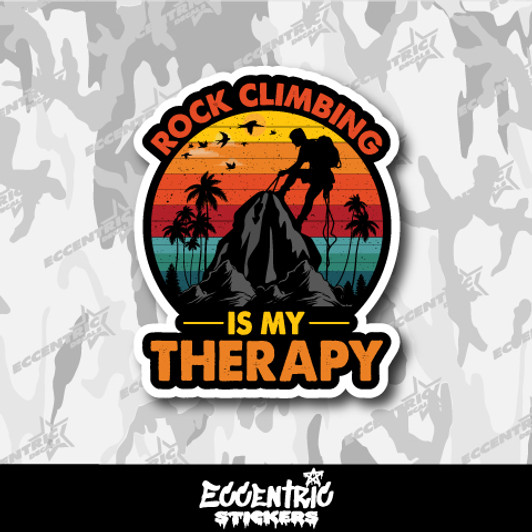 Rock Climbing is My Therapy Vinyl Sticker