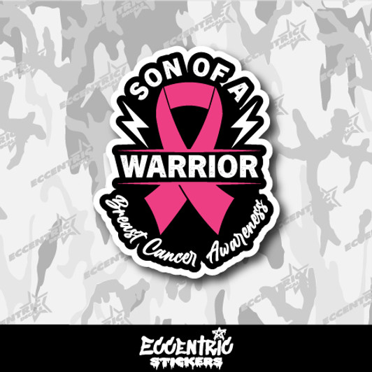 Son of a Warrior Breast Cancer Awareness Vinyl Sticker