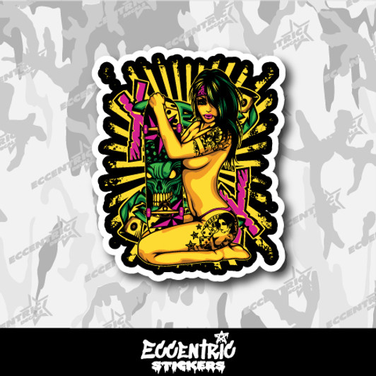 Sexy Girl With Skateboard Graphic Vinyl Sticker