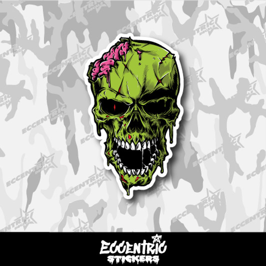 Zombie Skull Vinyl Sticker