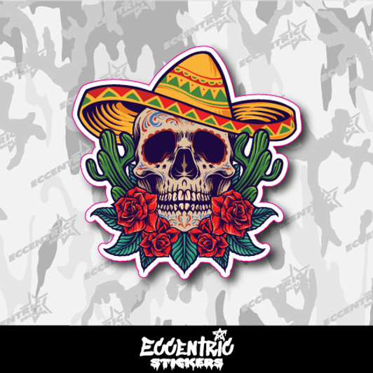 Cinco de Mayo Mexican Skull Vinyl Sticker