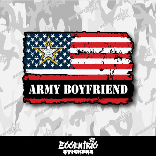 Army Boyfriend Weathered Flag Vinyl Sticker