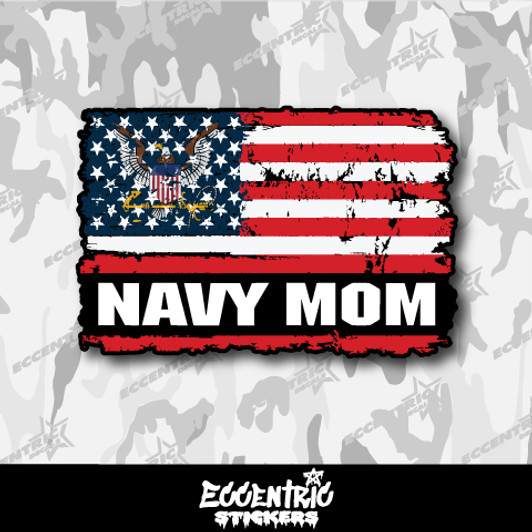 Navy Mom Weathered Flag Vinyl Sticker