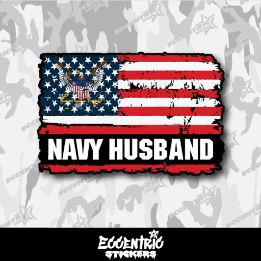 Navy Husband Weathered Flag Vinyl Sticker