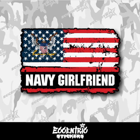 Navy Girlfriend Weathered Flag Vinyl Sticker