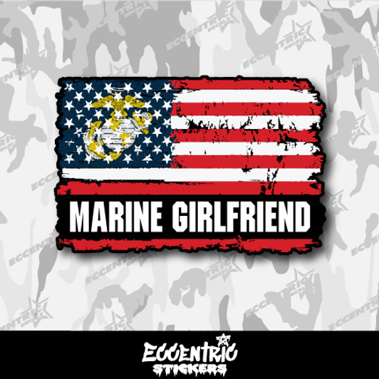 Marine Girlfriend Weathered Flag Vinyl Sticker