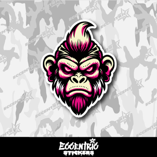 Angry Pink Ape Vinyl Sticker