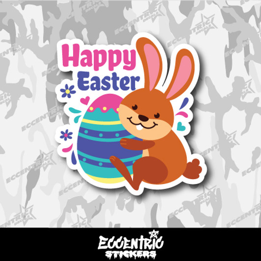 Happy Easter Egg and Rabbit Vinyl Sticker