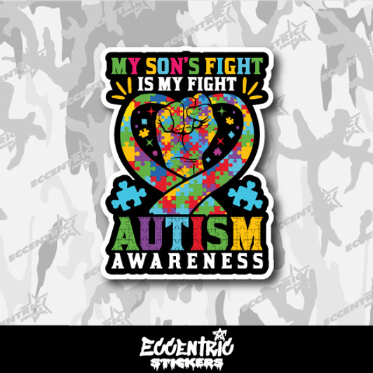 My Son's Fight is My Fight Autism Awareness V2 Vinyl Sticker