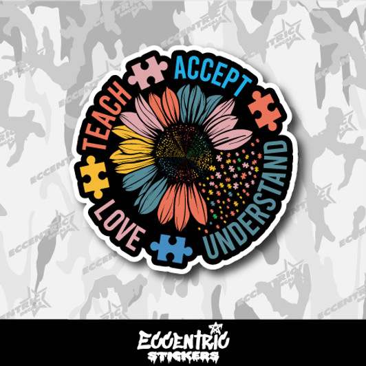 Teach Accept Understand Love Autism Awareness Vinyl Sticker