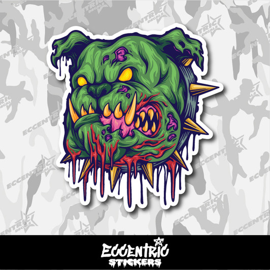 Angry Bulldog Zombie Vinyl Sticker