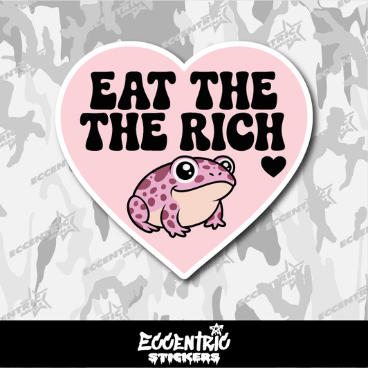 Eat the Rich Pink Frog Vinyl Sticker