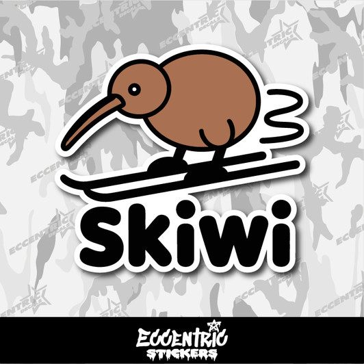 Skiwi Skiing Kiwi Bird Vinyl Sticker