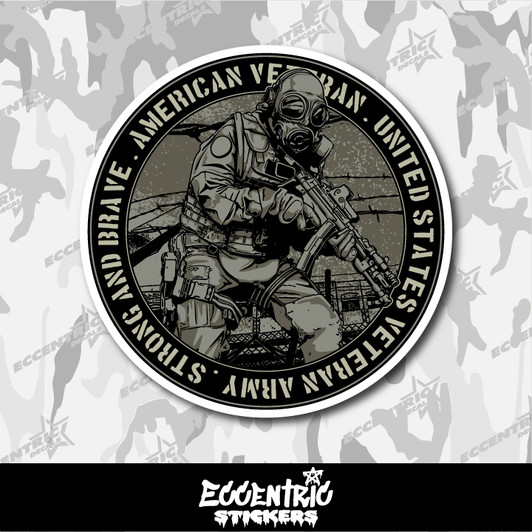 American Veteran Strong and Brave Vinyl Sticker