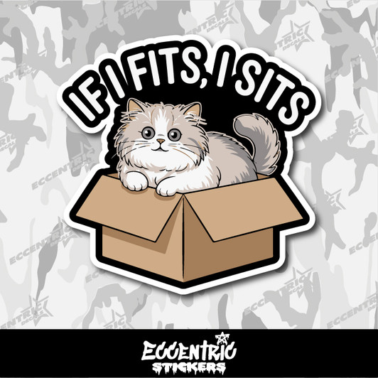 If I Fit I Sits Fluffy Cat Vinyl Sticker
