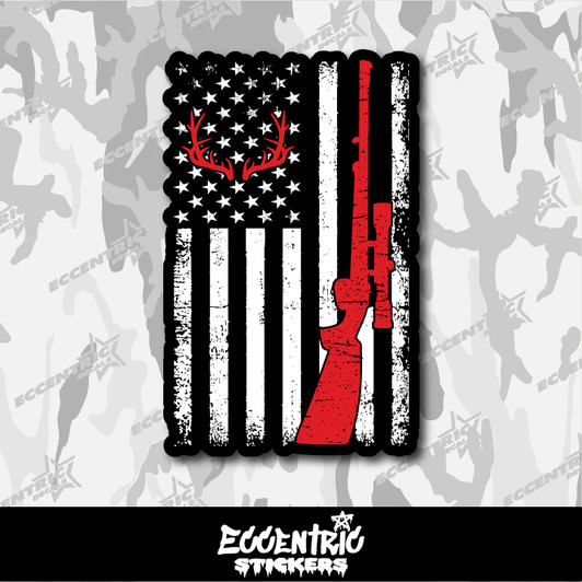 US Patriotic Deer Hunting Flag Vinyl Sticker