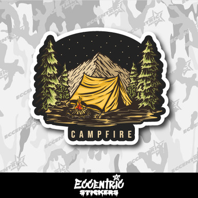 Autocollants Vinyl Haute Qualité 'Campfire' - Décor Car, Tasse, Fenêtre, Démontables