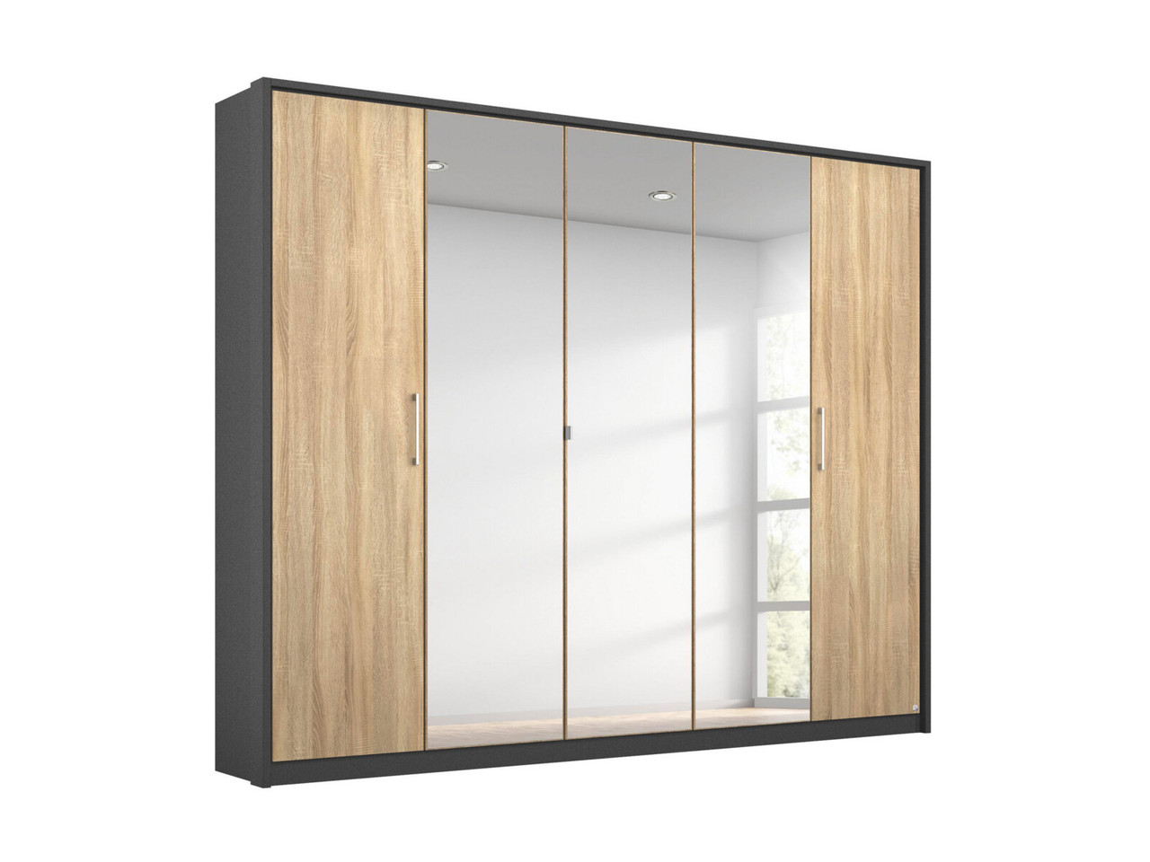 Lorenzo 5 Door 3 Mirror Hinged Wardrobe Bensons for Beds